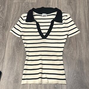 Striped Black and White Women's Top
